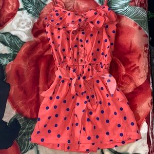 Orange Polka Dot Romper! Adjustable Straps!